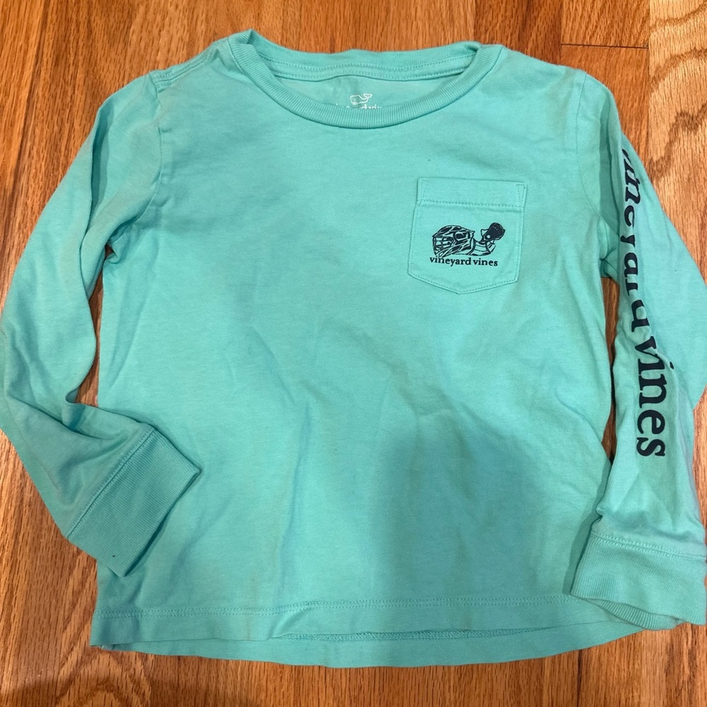 Vineyard Vines Kids' Aqua Long Sleeve Lacrosse Shirt